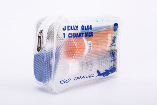 Clear toiletry bag.